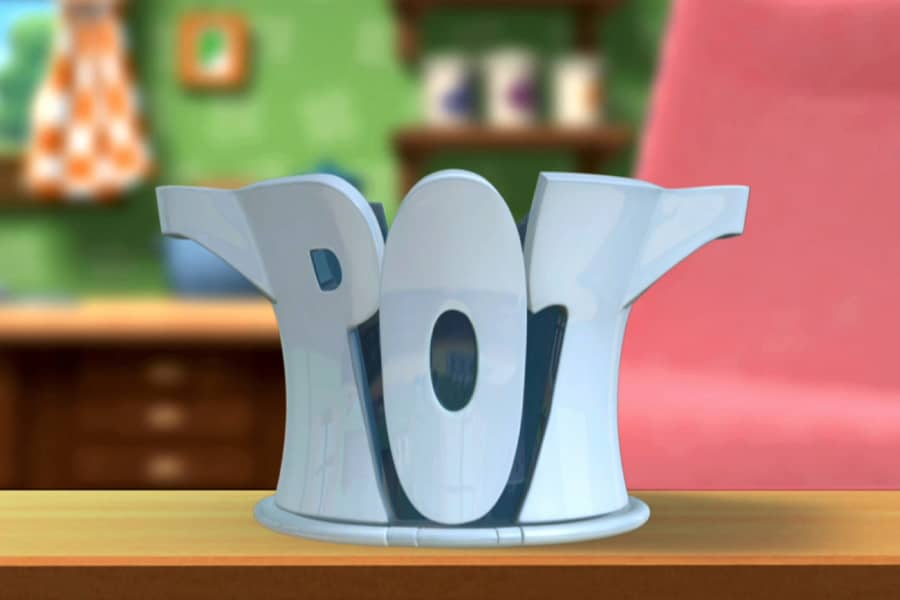 a pot that is made of the letters P-O-T