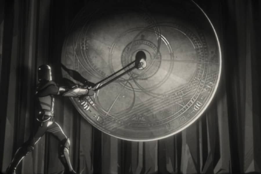 soldier hitting a gong