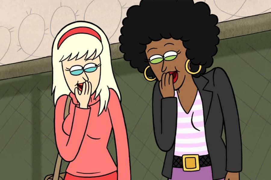 two women giggling