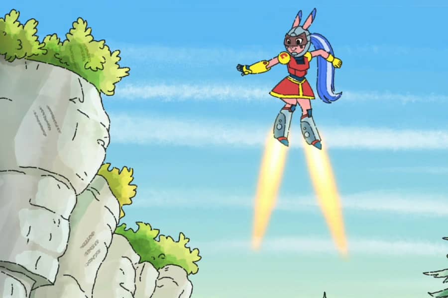 Cindy in the sky with blast boots