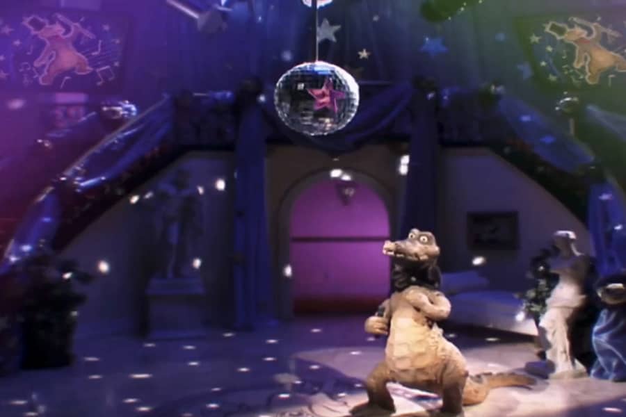 Rico dancing under a disco ball