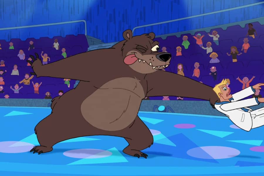 bear pulling Vance back onto the dance floor