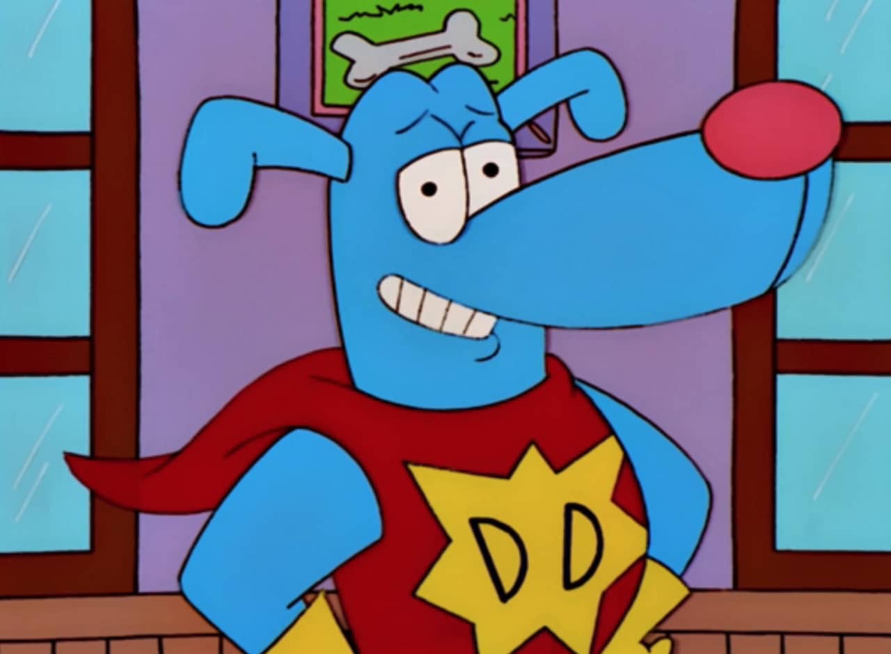 Danger Dog, a blue superhero dog
