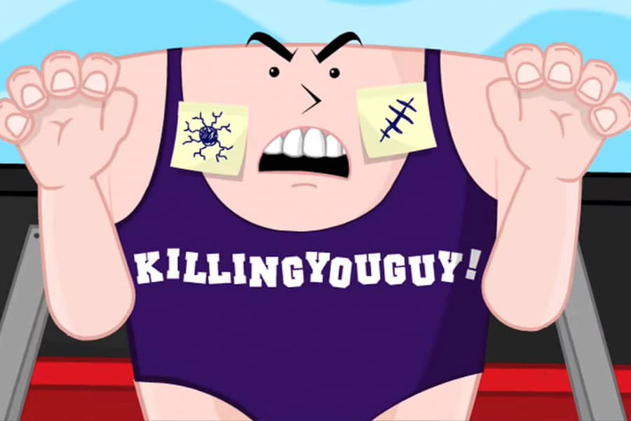 Killingyouguy with post-it note scars on his face