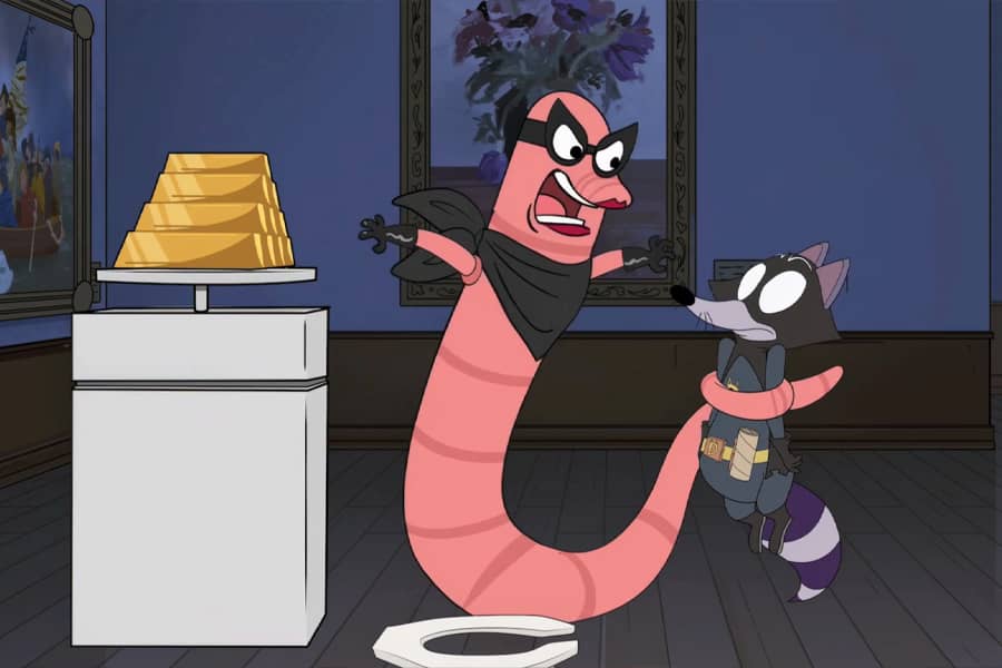 the worm has Dark Dumpster Derek captured in its tail