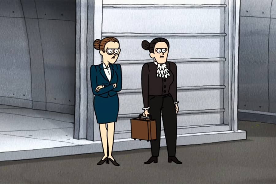 two somen in stuffy business attire