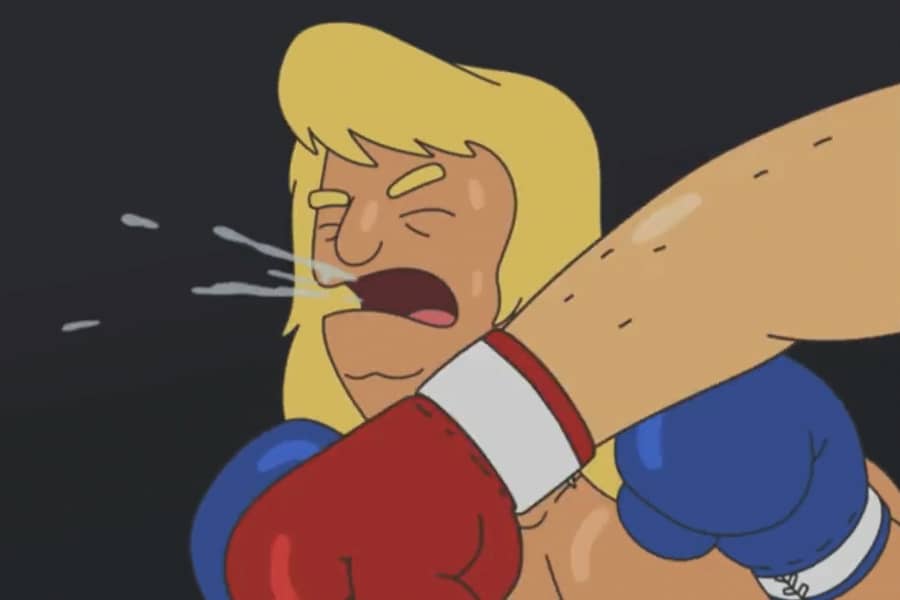 a blonde boxer gets punched in the face