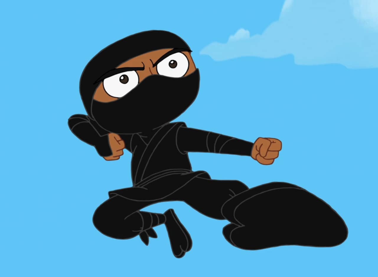 ninja kicking in the air