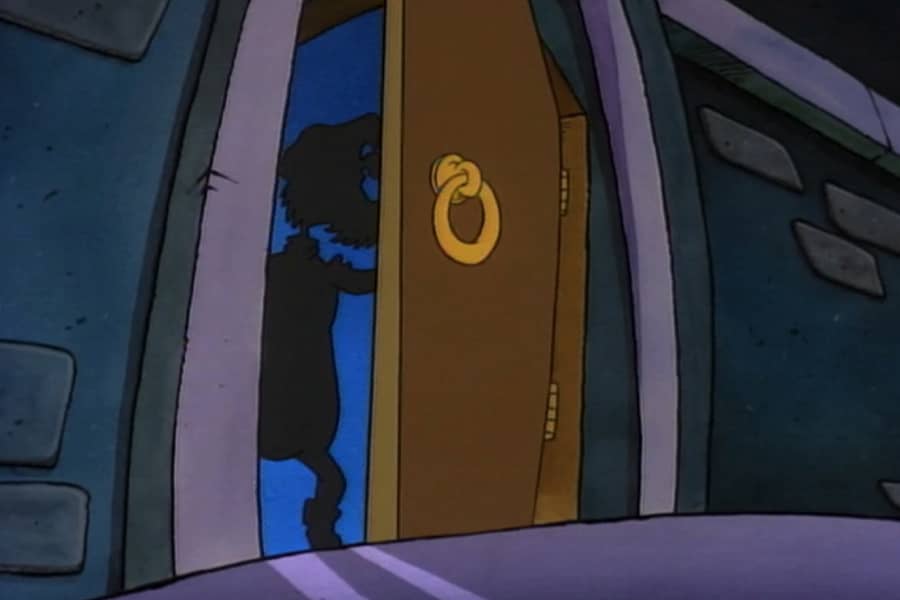 silhouette opening a door