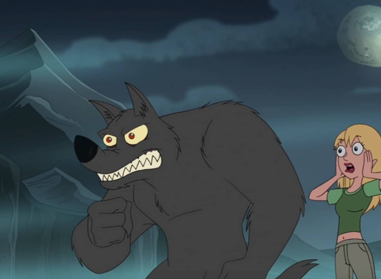 Michael as a werewolf with Kristen