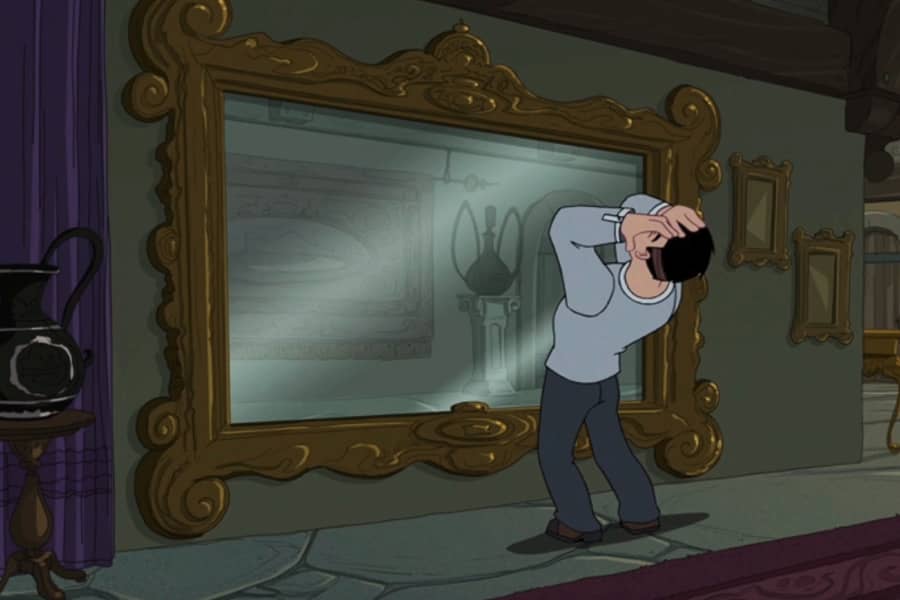 Jared, a vampire, upset he can’t see his reflection