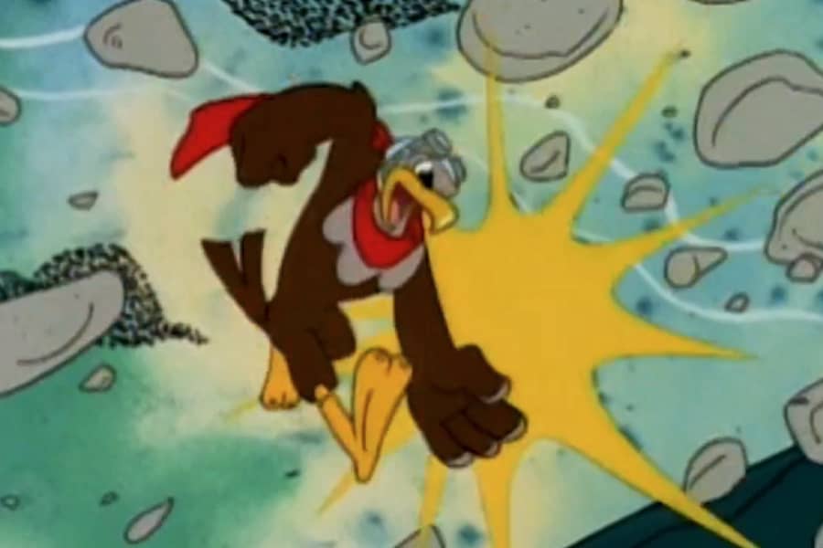 Edgar Eagle punching a rock