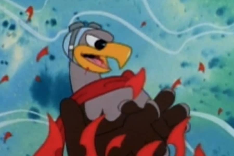 Edgar Eagle surrounded by fire