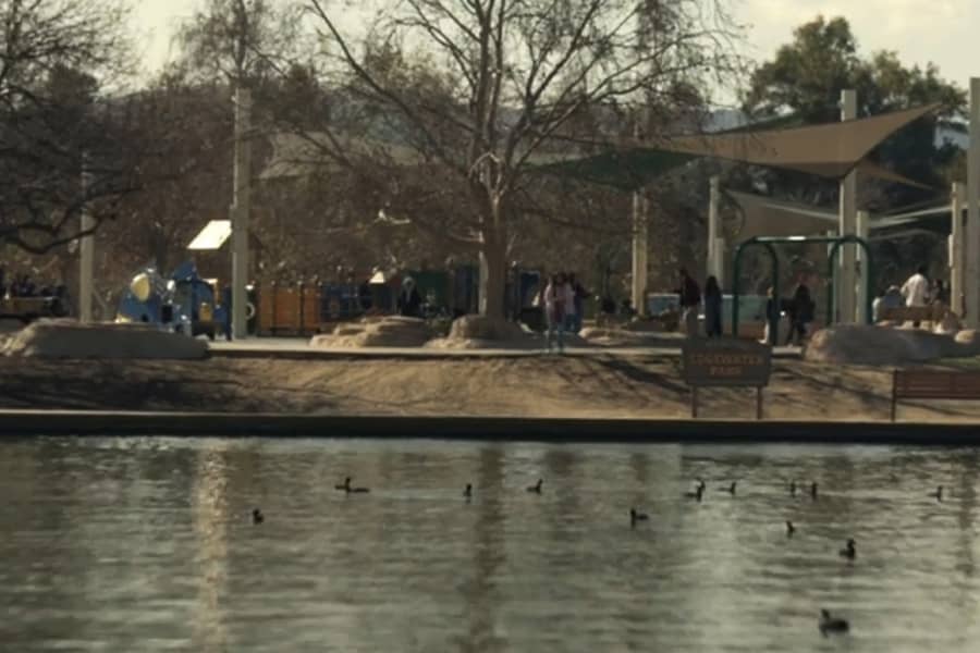 park by a lake