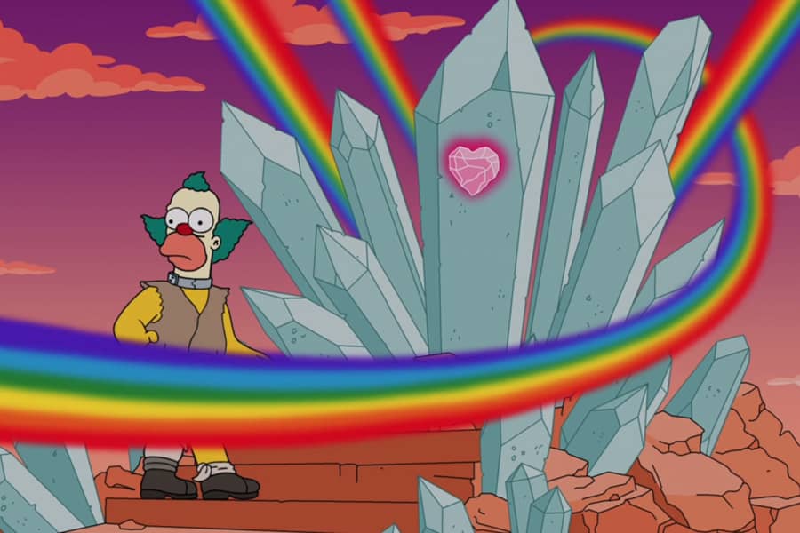 the shrine is surrounded by rainbows