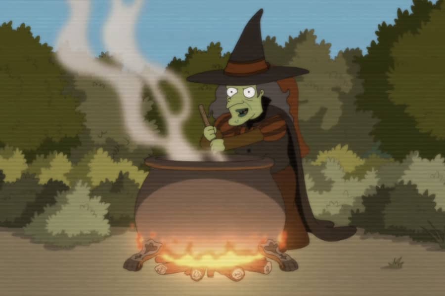a witch stirring a cauldron