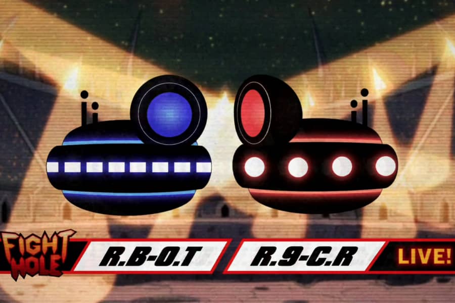 hosts R.B-O.T. and R.9-C.R, two flying drone-like robots