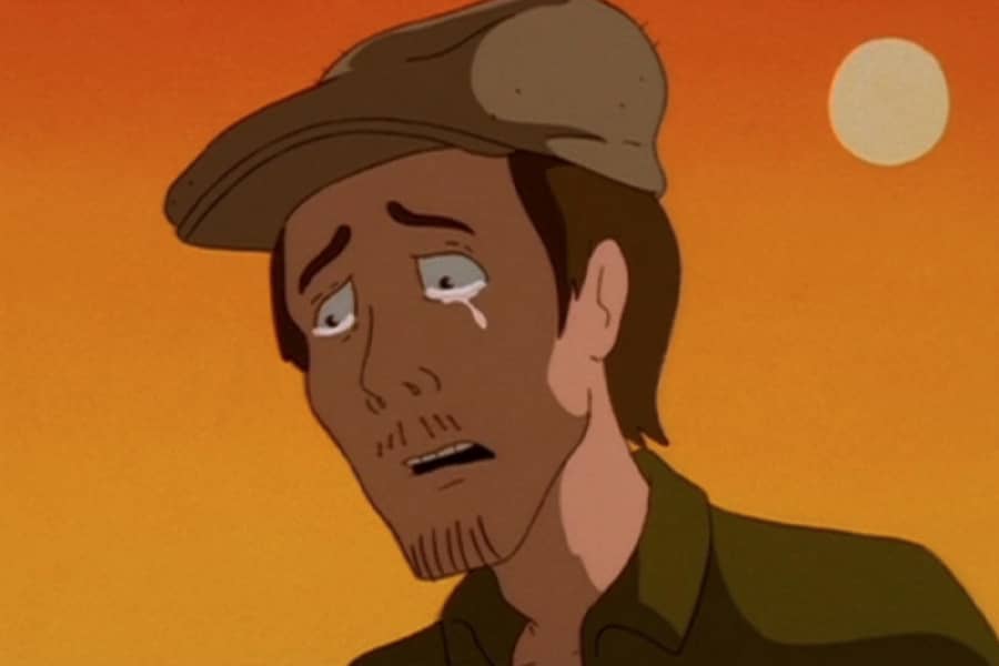 Ethan as Nathaniel, crying