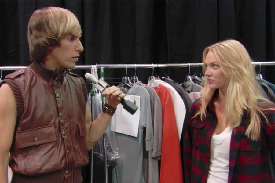 Bruno interviewing a model