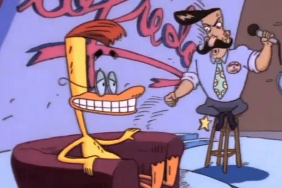 Geofredo talking with Duckman