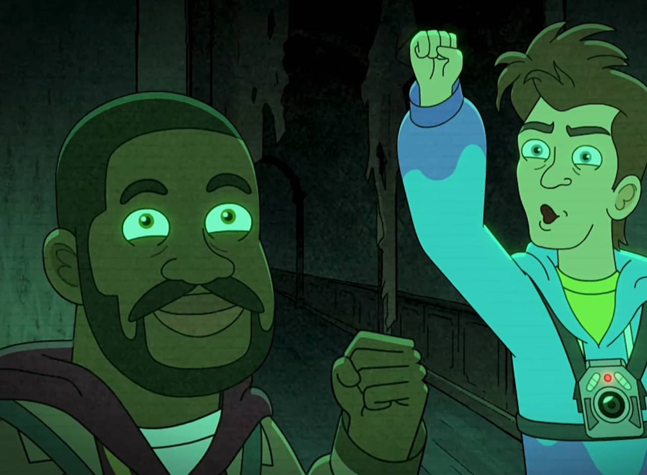 Lonny and Jib celebrating on the night vision monitor