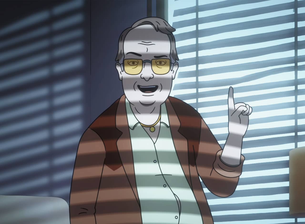 Glem Blorchman illuminated by the light through window blinds