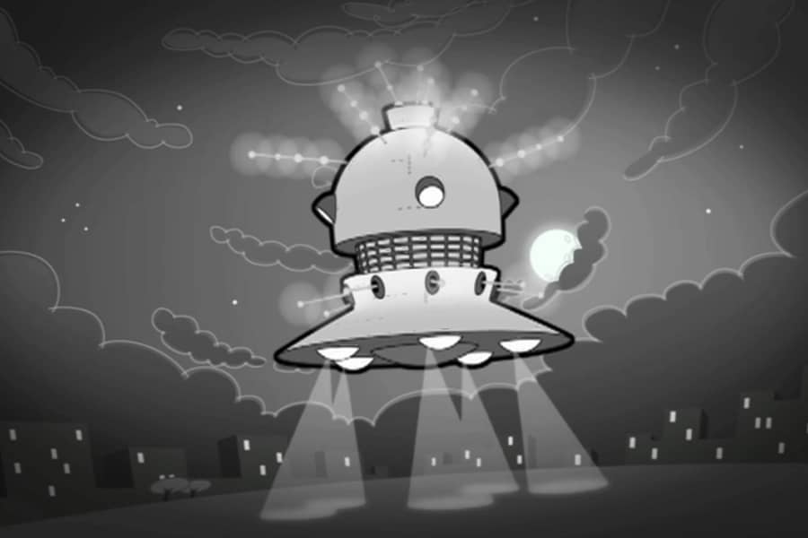 a UFO lands on Earth