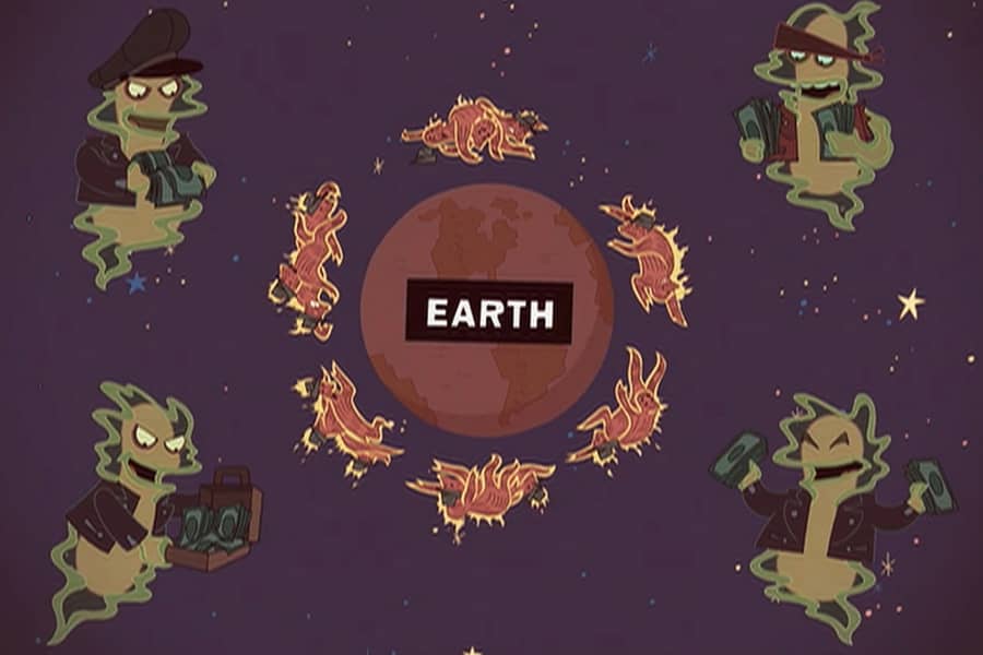 geenhouse gases laughing as trapped sunbeams heat up the Earth