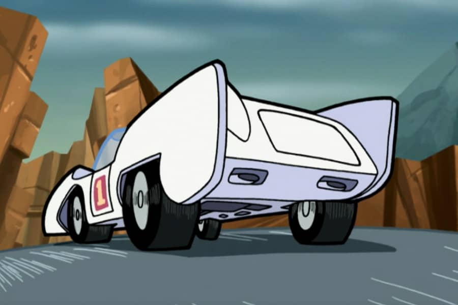 closeup of white #1 racing car