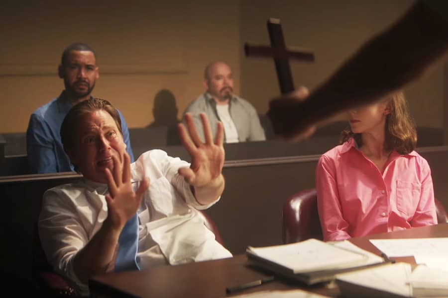 Lincoln Gumb frightened by a crucifix