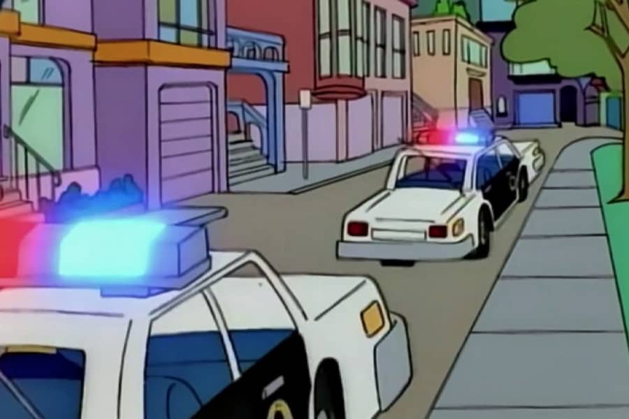 cop cars on a chase