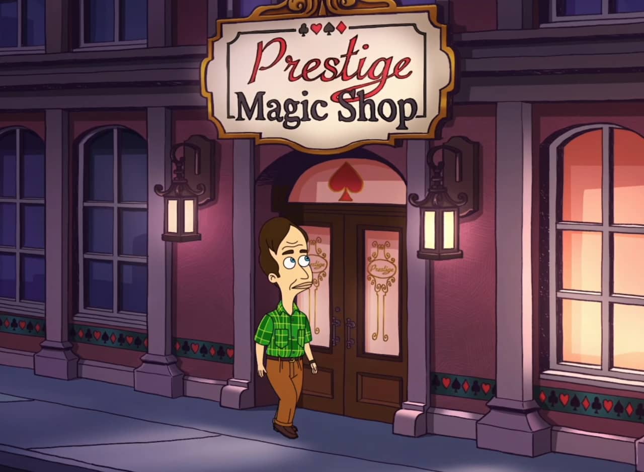 Gordie, a basic white guy, walking by a magic shop