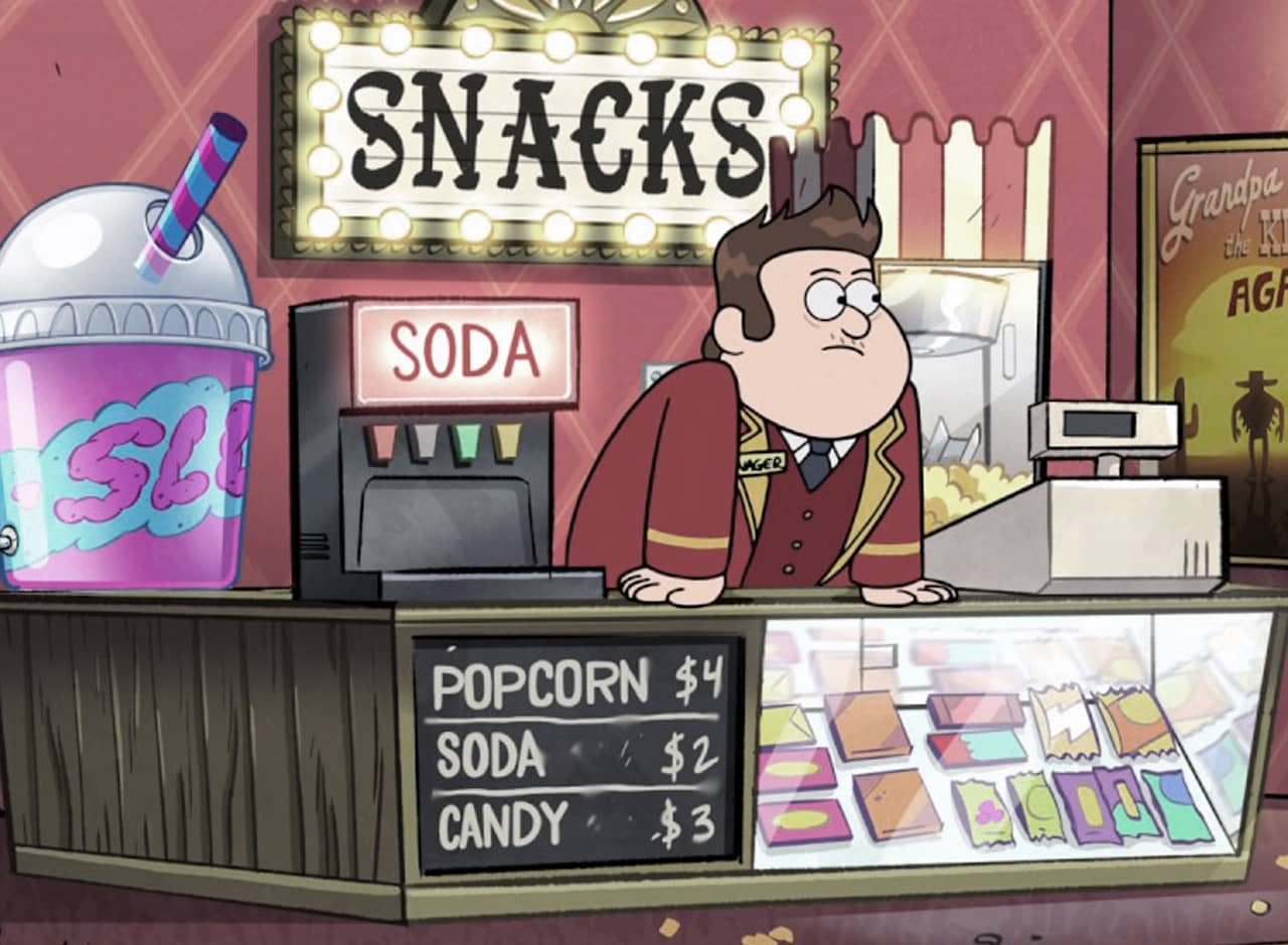 snack counter at the Gravity Falls cinema