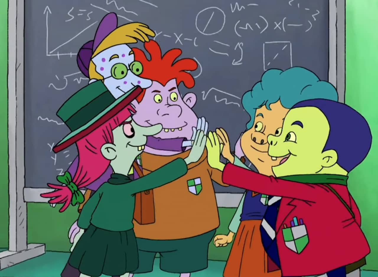 the kids high fiving