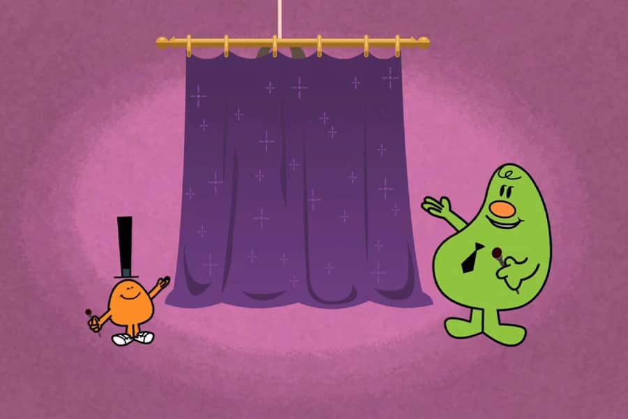 Mr. Nosey and Mr. Small present a curtain