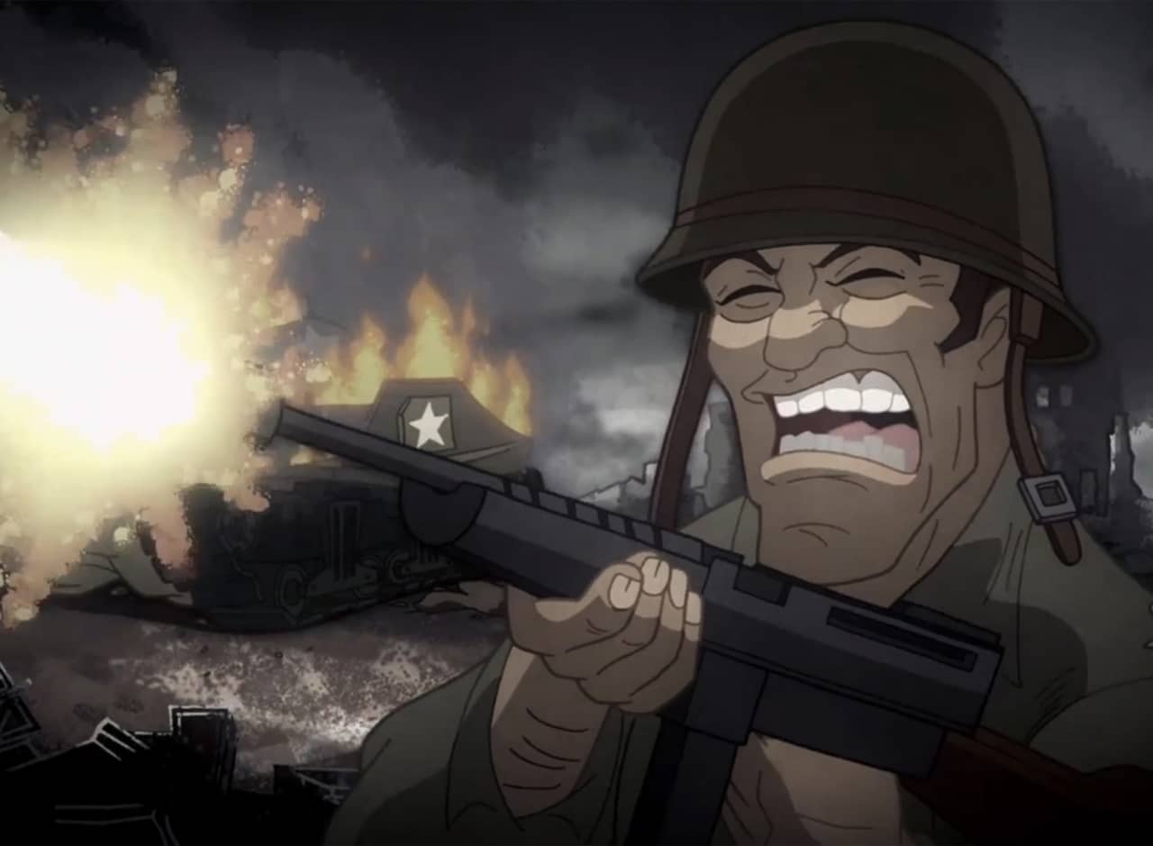 soldier shooting a gun