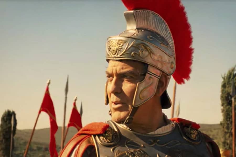 Caesar in armor and helmet