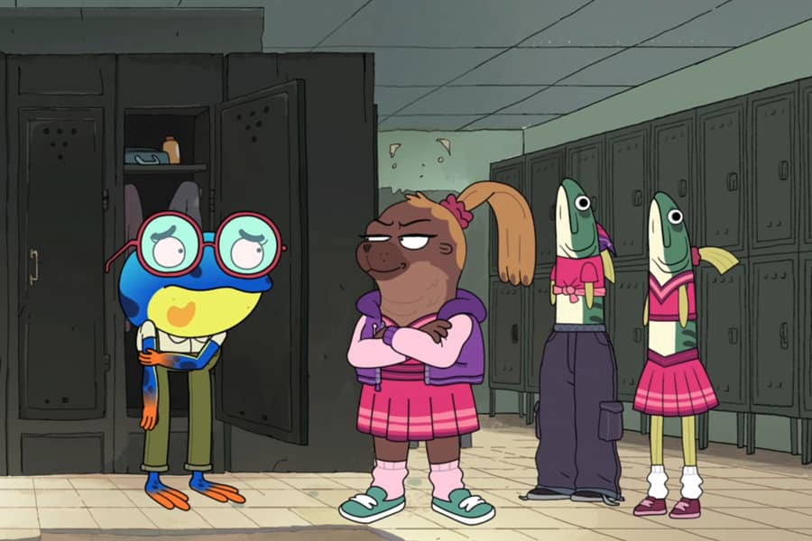 Frogatha with girls at school