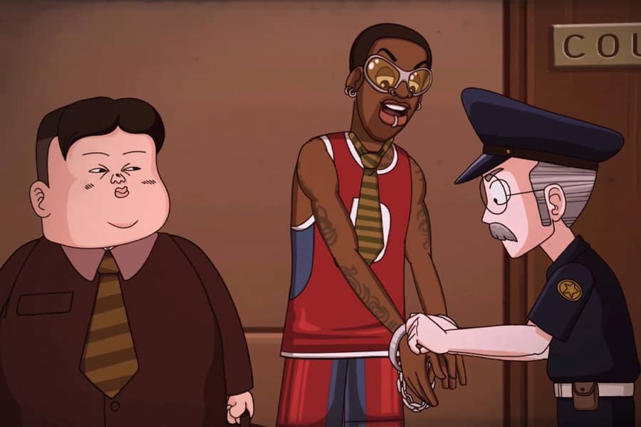 Denzel Rodman getting handcuffed by a cop