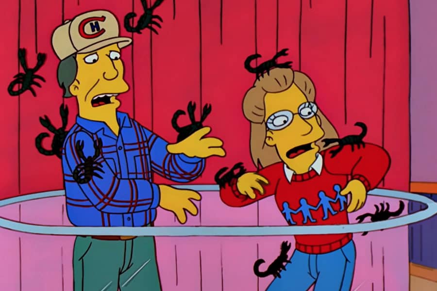 an American couple being covered in scorpions