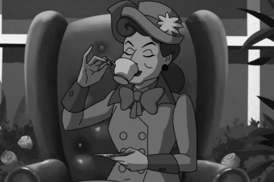 Hattie Tetch drinking tea
