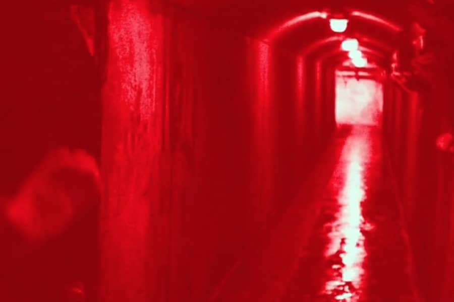 tunnel illuminated in red