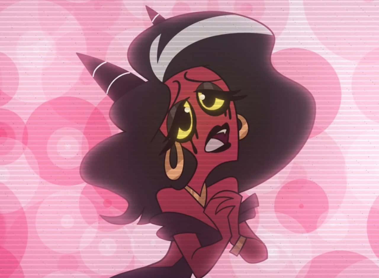 Gabriella, a hot demon lady, crying and pleading