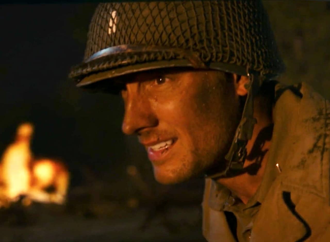 closeup shot of a soldier in battle