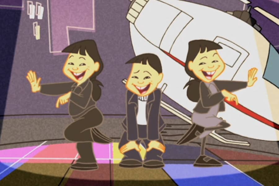 three young girls dancing