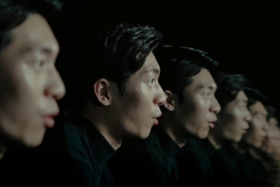 artistic refleced shot of Ha-joon many times