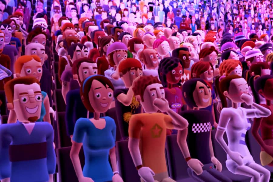 an audience of virtual avatars