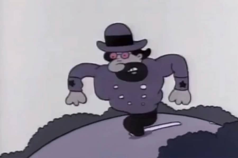 Peg Pelvis Pete running down the street