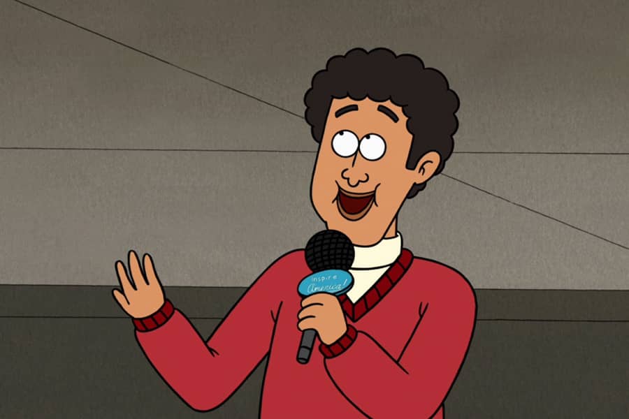 Flannery Shedlawn holding a microphone