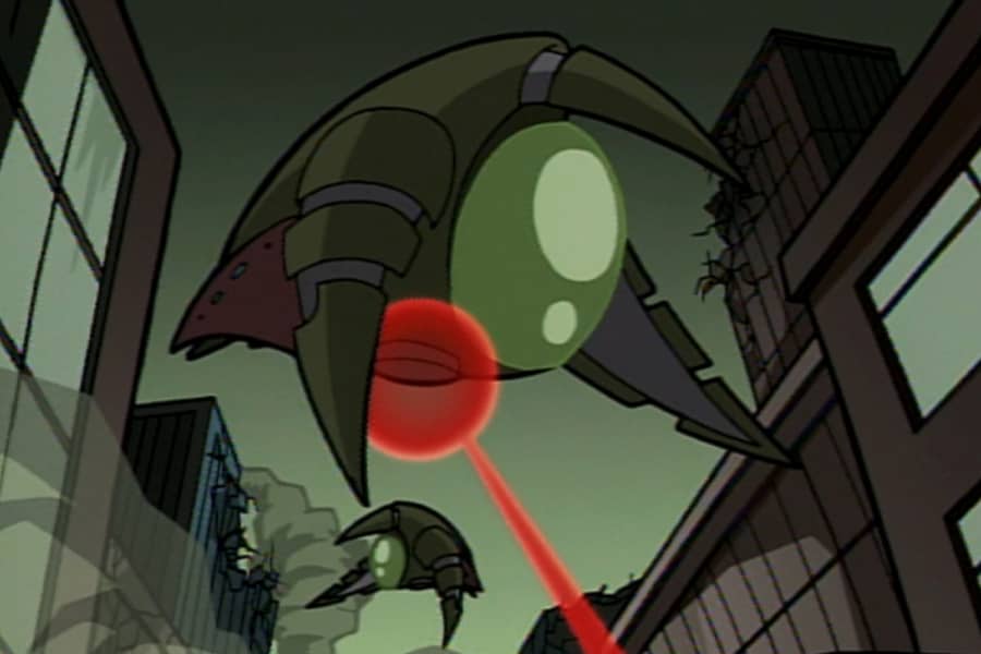 alien ships targeting a city